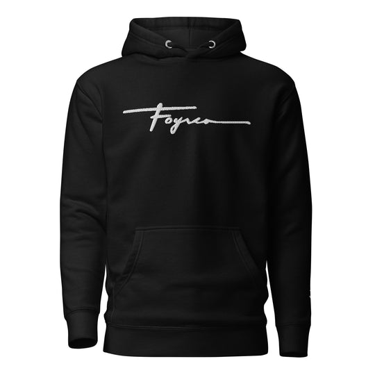 Foyren signature embroidered black unisex hoodie