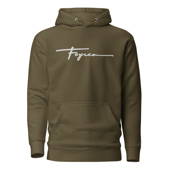 Foyren signature embroidered military green unisex hoodie